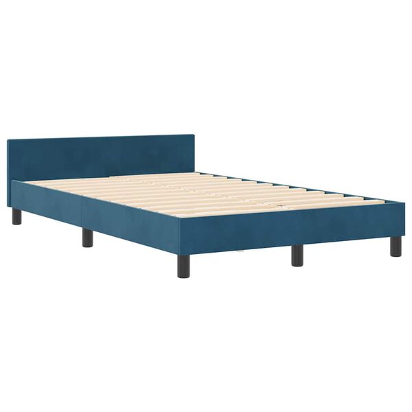 vidaXL Box spring seng med hovedg&aelig;rde M&oslash;rk bl&aring; 120 x 190 cm Fl&oslash;jl