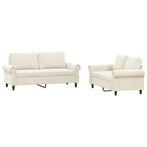vidaXL sofas&aelig;t 2 dele med hynder velour cremefarvet