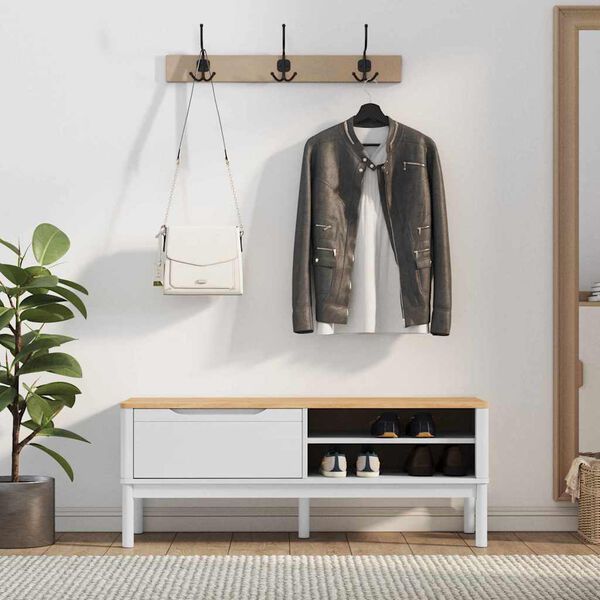 vidaXL Garderobeb&aelig;nk FLORO Hvid 115 x 40 x 45 cm Massivt fyrretr&aelig;