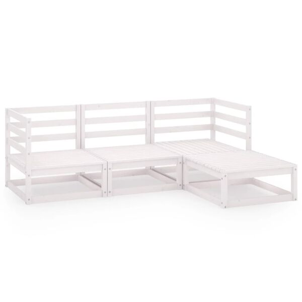 vidaXL lounges&aelig;t til haven 4 dele massivt fyrretr&aelig; hvid