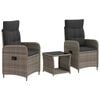 vidaXL Have lounge s&aelig;t 3 stk. Gr&aring; og M&oslash;rkegr&aring; Poly Rattan og Glas