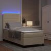 vidaXL Box spring seng med madras med LED Creme 90 x 190 cm Stof