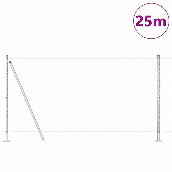 vidaXL Hegnsp&aelig;l S&oslash;lv 25 x 1,2 m (25 mm mesh) St&aring;l