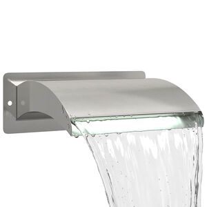 vidaXL Poolvandfald med LED Rustfrit St&aring;l 304 30 x 9 x 26 cm S&oslash;lv