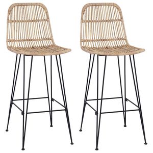 vidaXL Barb&aelig;nk 2 pcs Naturfarvet 44 x 55 x 109 cm Rattan og St&aring;l