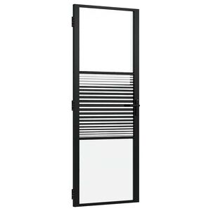 vidaXL Glasd&oslash;r Stribet Sort 76 x 3,5 x 201,5 cm Aluminium
