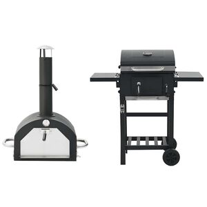 vidaXL 3-i-1 udend&oslash;rs pizzaovn og grill sort