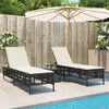 vidaXL liggestole 2 stk. med bord polyrattan sort