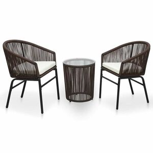 vidaXL bistros&aelig;t 3 dele med hynder PVC-rattan brun
