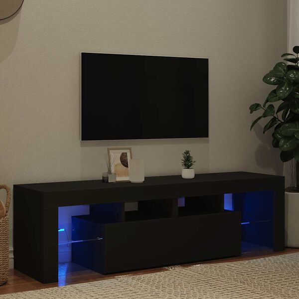 vidaXL tv-bord med LED-lys 140x36,5x40 cm sort