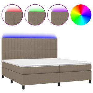 vidaXL kontinentalseng med LED-lys 200x200 cm stof gr&aring;brun