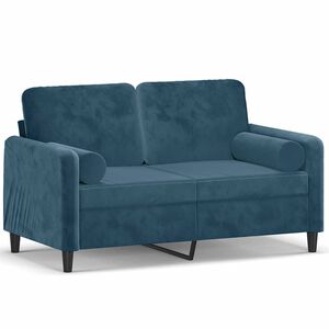 vidaXL 2-personers sofa med pyntepuder 120 cm velour bl&aring;