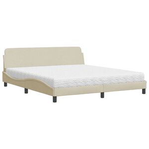 vidaXL seng med madras Dover 180x200 cm stof cremefarvet