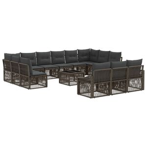 vidaXL Havesofa S&aelig;t 14 stk. Gr&aring; polyrattan