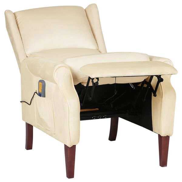 vidaXL massagestol fløjl cremefarvet