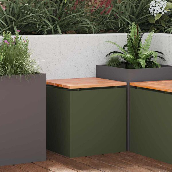 vidaXL Havebænk Olivengrøn 40 x 40 x 43 cm Stål