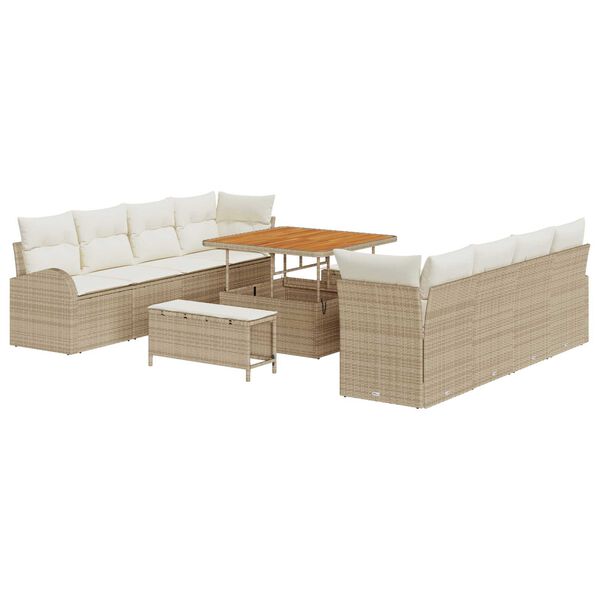 vidaXL Havesofa S&aelig;t med pude med opbevaring 11 pcs Beige og creme