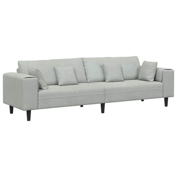 vidaXL Sofa med pude Lysegr&aring; 250 x 77 x 76 cm Fl&oslash;jl