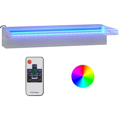 vidaXL vandfald med LED'er og RGB-farver 45 cm rustfrit stål