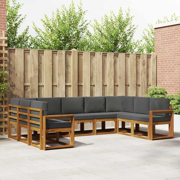 vidaXL Udend&oslash;rs sofagruppe med pude 9 pcs Naturlig og Antracit