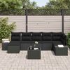 vidaXL Havesofa S&aelig;t med pude med opbevaring 7 pcs Sort polyrattan