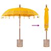 vidaXL Balinesisk parasol med base Gul 215 x 215 x 260 cm