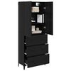 vidaXL Highboard med skuffe Sort eg 69,5 x 34 x 180 cm Konstrueret tr&aelig;