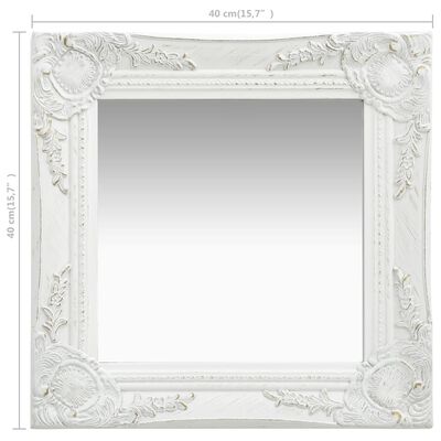 vidaXL vægspejl 40x40 cm barokstil hvid