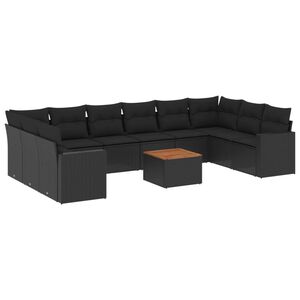 vidaXL sofas&aelig;t til haven 11 dele med hynder polyrattan sort