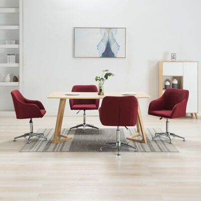 vidaXL drejelige spisebordsstole 4 stk. stof vinrød