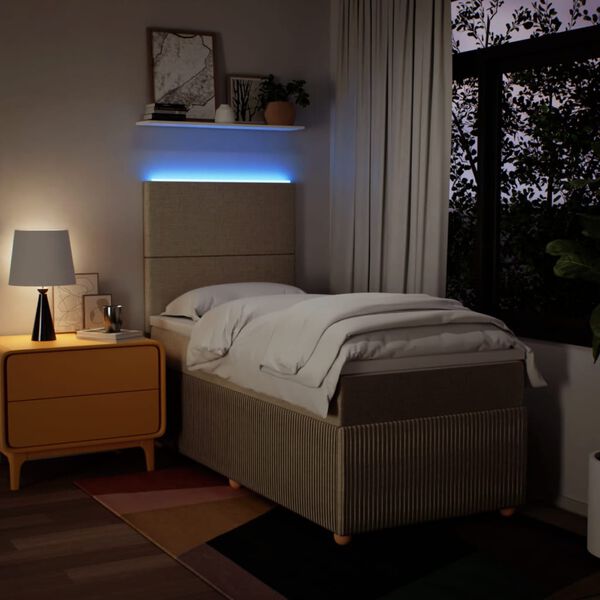 vidaXL kontinentalseng med madras 90x200 cm stof cremefarvet