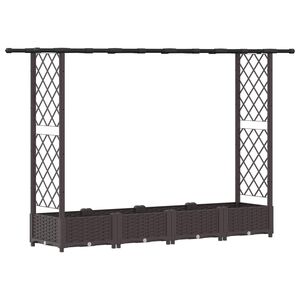 vidaXL H&aelig;vet Bed med Trellis og Tag Brun 203 x 40 x 121 cm PP
