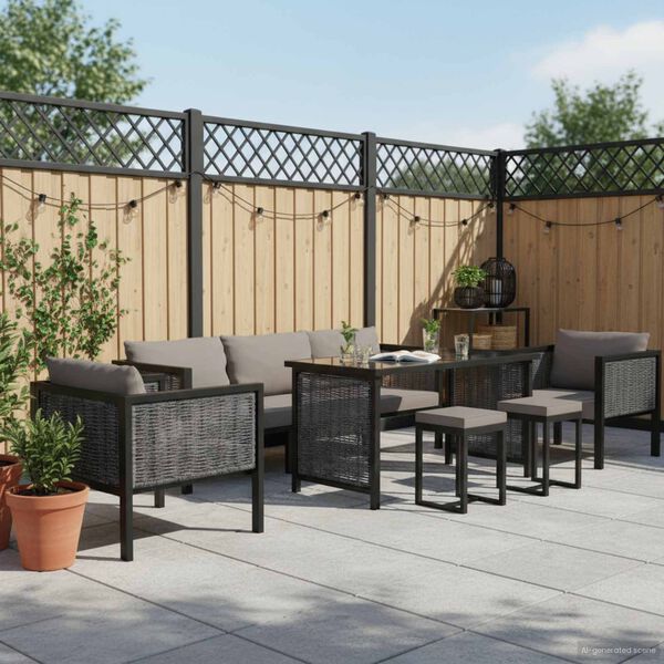 vidaXL haveloungesæt 8 dele med hynder polyrattan antracitgrå