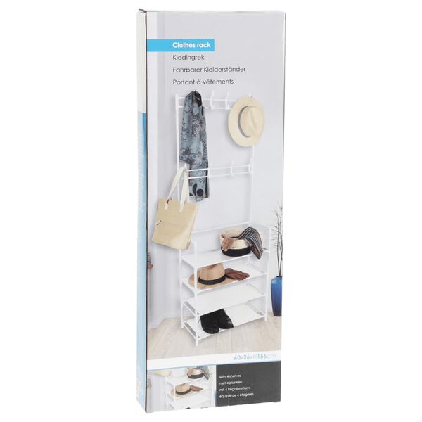 Storage solutions t&oslash;jstativ med 4 hylder 60x26x155 cm hvid