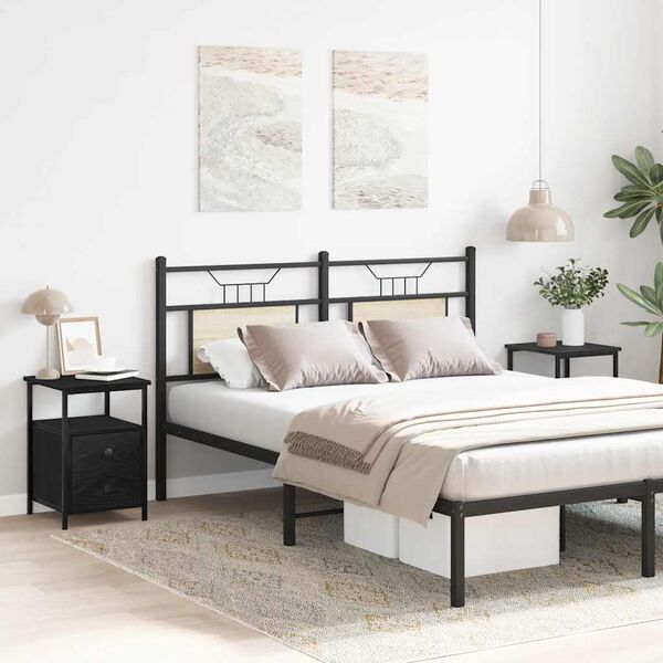 vidaXL sengeborde 2 stk. sort eg 34x35,5x50 cm konstrueret træ