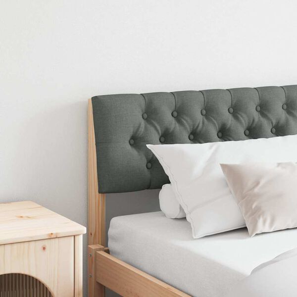 vidaXL Polstret sengegavl M&oslash;rkegr&aring; 200 cm Massiv fyrretr&aelig;