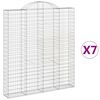 vidaXL buede gabionkurve 7 stk. 200x30x220/240 cm galvaniseret jern