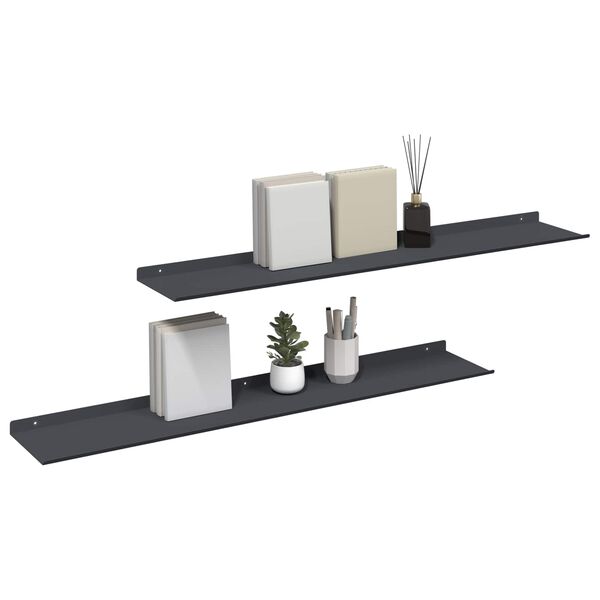 vidaXL Sv&aelig;vende hylde 2 pcs Antracit 100 x 18 x 2,5 cm St&aring;l