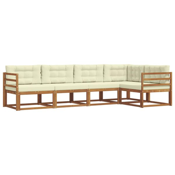 vidaXL Udend&oslash;rs sofagruppe med pude 5 pcs Naturlig og Fl&oslash;de