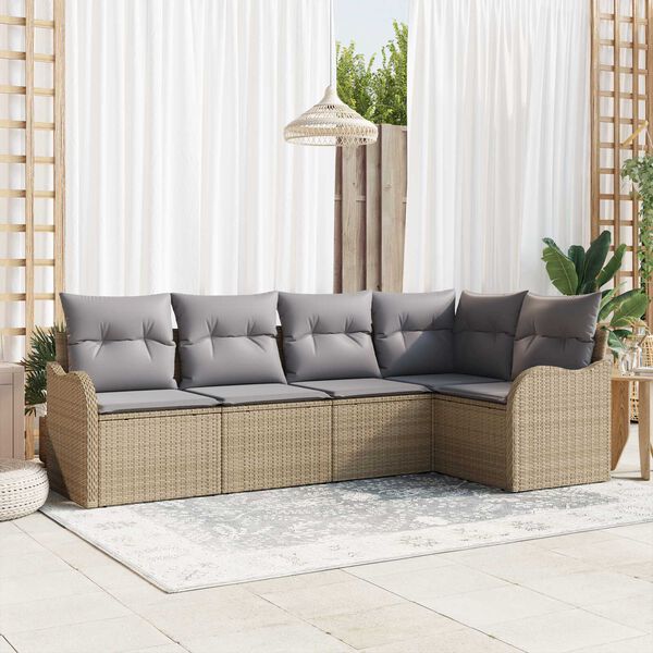 vidaXL Havesofa S&aelig;t Beige polyrattan