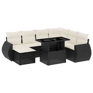 vidaXL sofas&aelig;t til haven 8 dele med hynder polyrattan sort