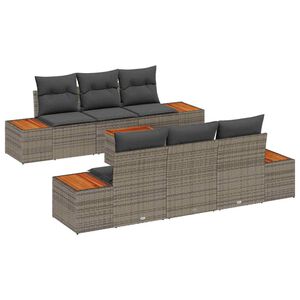 vidaXL Havesofa S&aelig;t med pude med opbevaring 7 pcs Gr&aring; Poly rattan