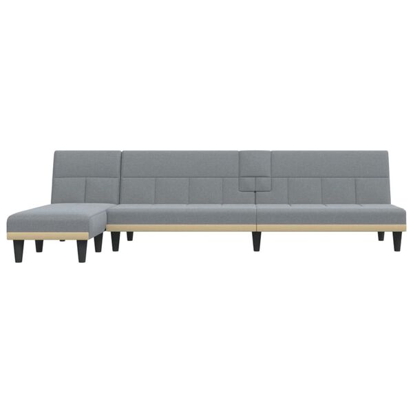 vidaXL L-formet sovesofa 255x140x70 cm stof lysegr&aring;