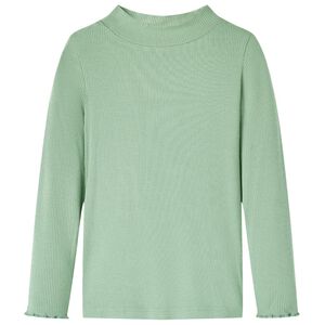 vidaXL Lang&aelig;rmet T-shirt til b&oslash;rn str. 128 mock-rullekrave m&oslash;rk mintgr&oslash;n
