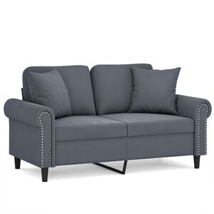 vidaXL 2-personers sofa med pyntepuder 120 cm velour m&oslash;rkegr&aring;