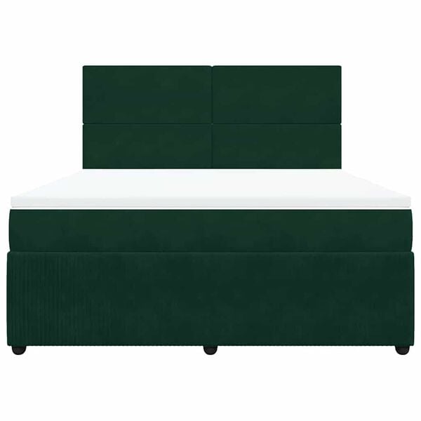 vidaXL kontinentalseng med madras 180x200 cm fl&oslash;jl m&oslash;rkegr&oslash;n