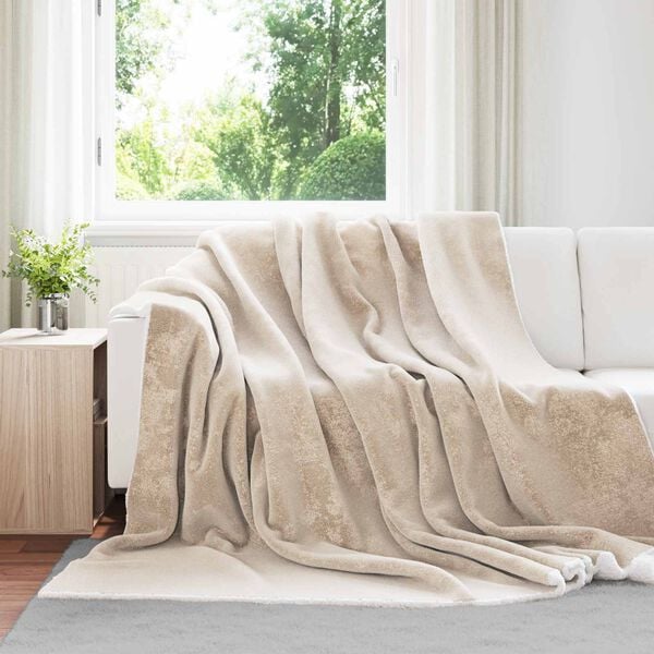 vidaXL Throw t&aelig;ppe Beige 220 x 240 cm Fleece