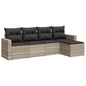 vidaXL sofas&aelig;t 5 dele med hynder polyrattan lysegr&aring;