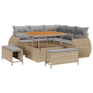 vidaXL Havesofa S&aelig;t 8 stk. 7-Antal s&aelig;der Beige og lys gr&aring; polyrattan