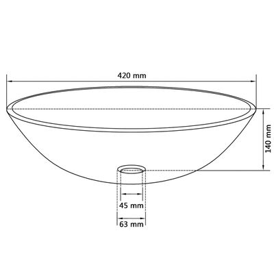 vidaXL håndvask i hærdet glas 42 cm sort